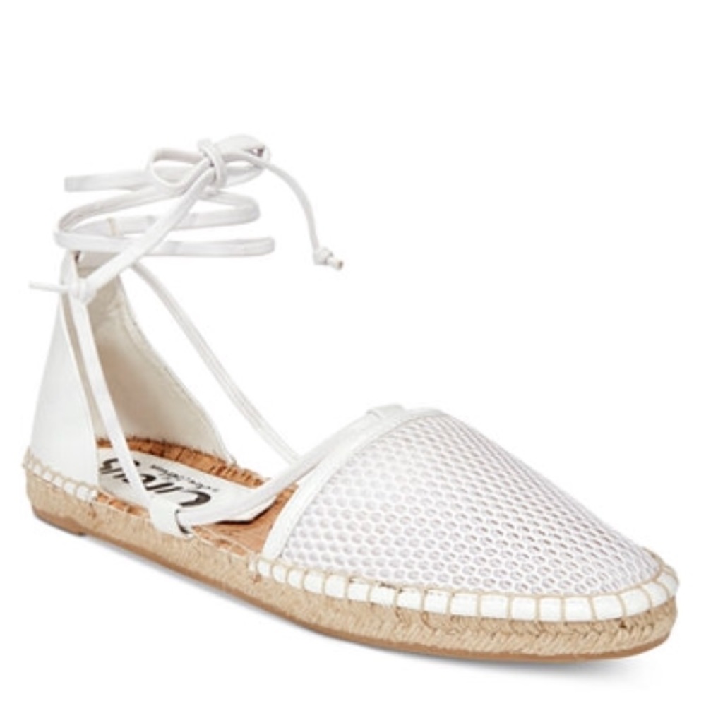 San Edelman white lace up espadrilles